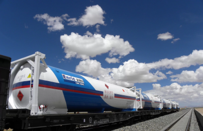 Industrial LNG storage tanks at manufacturing facility